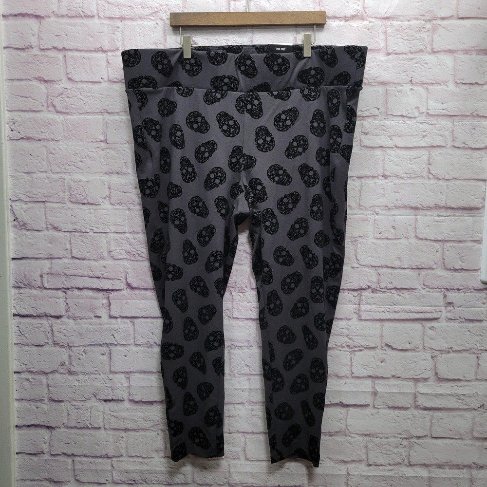 NEW Torrid‎ Pixie Flocked Skull Skinny Pants Womens 3X Slim Goth Rockabilly Alt